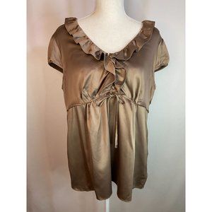 Nicole by Nicole Miller Women's Top, Size 16, Capped Sleeve, Mocha Color, V-Neck